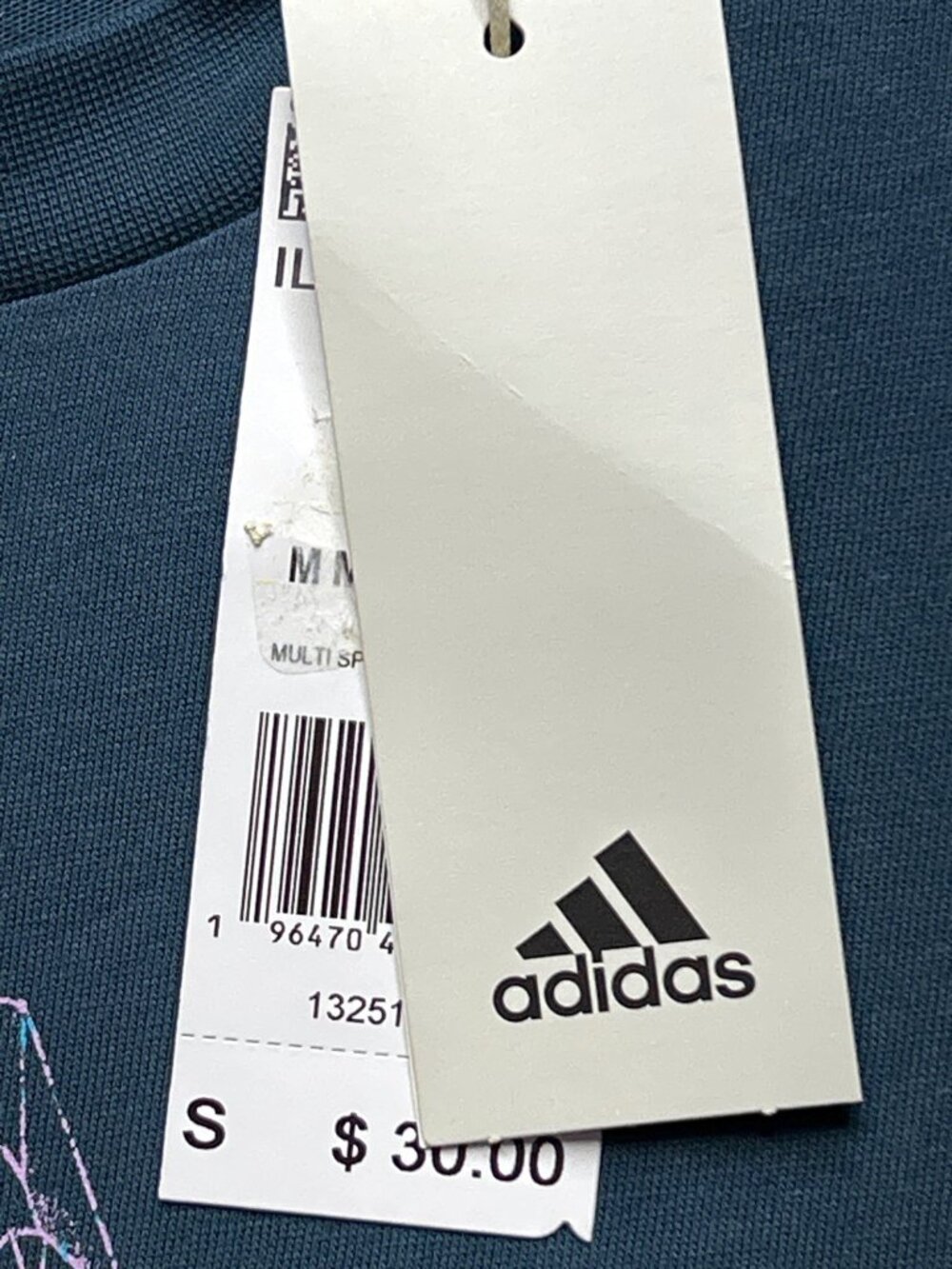 Adidas Mens Small Blue Graphic Logo T-Shirt With Tags Crew Neck w FLAW - Picture 12 of 12